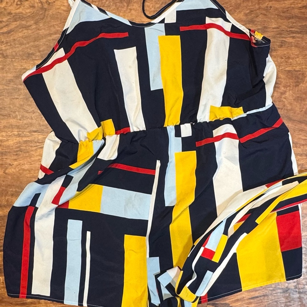 Ross Sportswear Navy and Yellow Geometric Jumpsuit